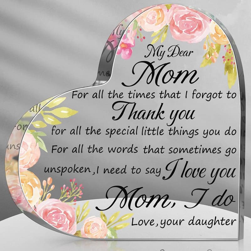 Mom Birthday Acrylic Plaque Gift from Daughter or Son