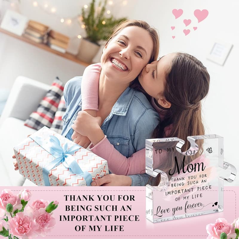 Mom Birthday Acrylic Puzzle Plaque - Unique Desk Decoration