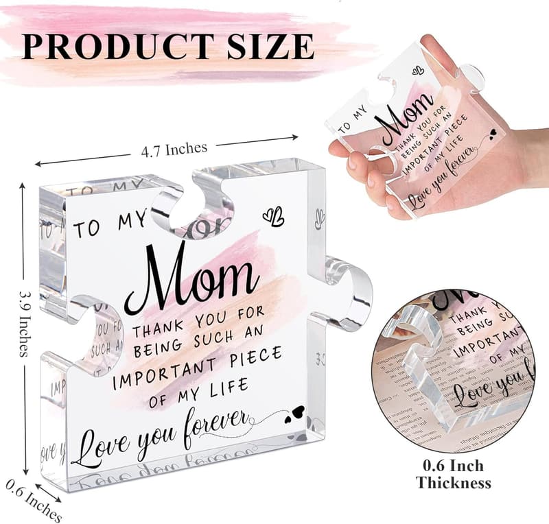 Mom Birthday Acrylic Puzzle Plaque - Unique Desk Decoration
