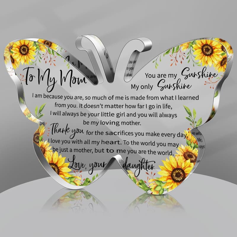 Mom Birthday Plaque with Butterfly Design - Acrylic Gift