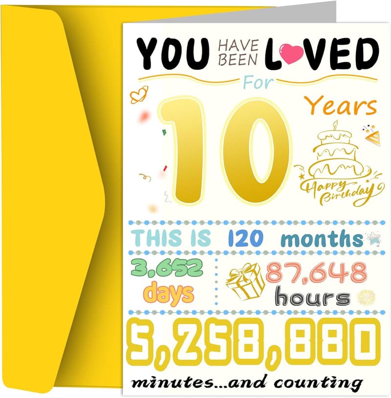 10th Birthday Card - Funny Decorations for Kids