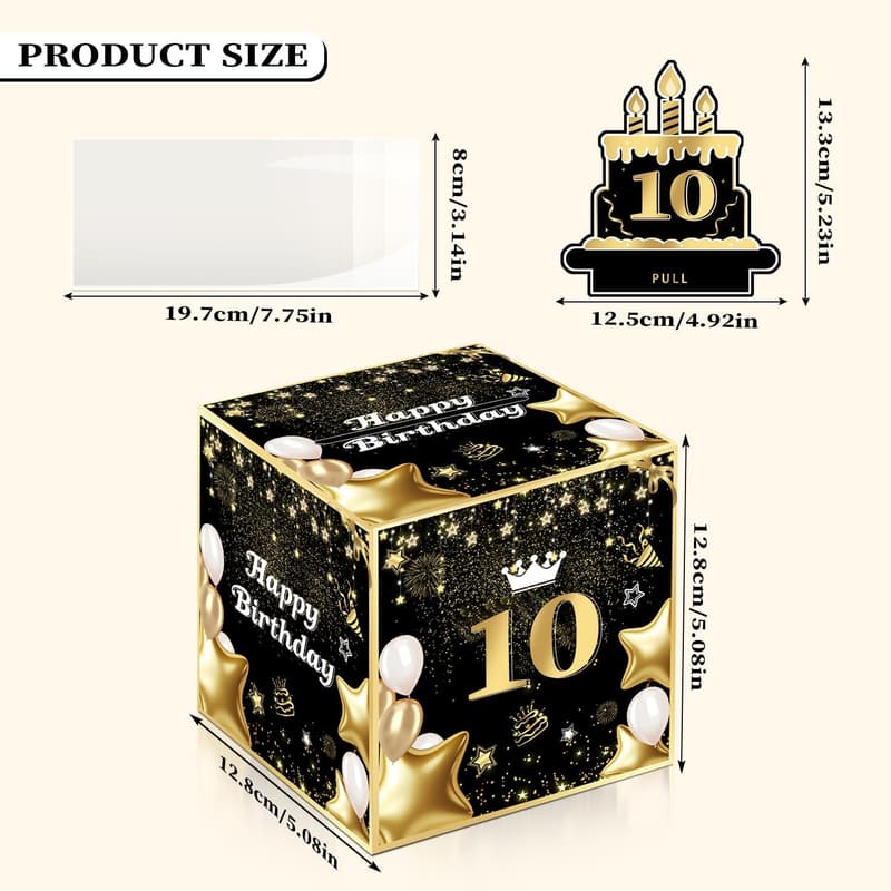 10th Birthday Money Box for Kids with 35 Bags