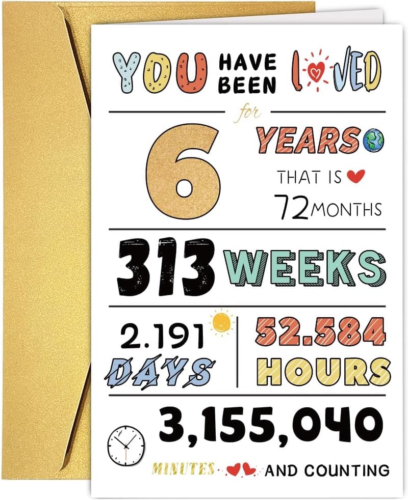 6th Birthday Card for Kids - Unique Gift from Parents