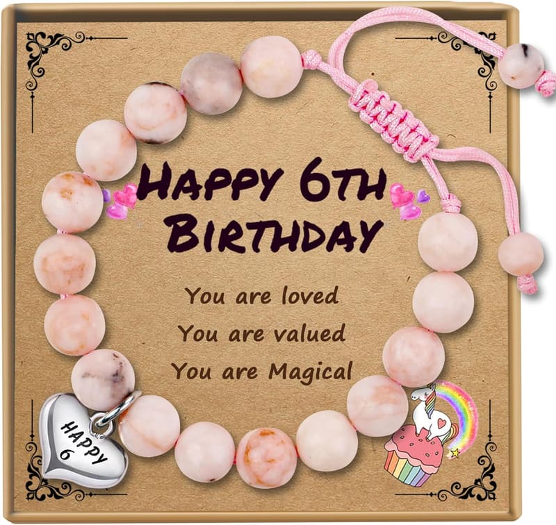 Birthday Beaded Bracelets for Girls Ages 1-11 - Adjustable Pearl