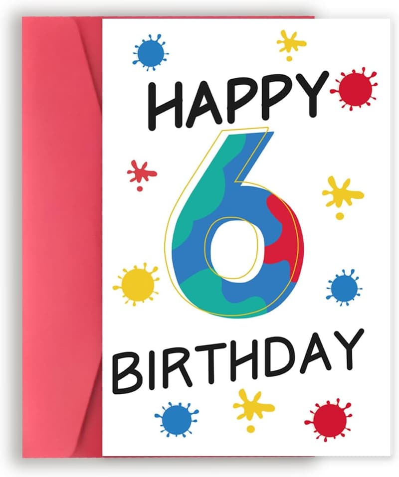 6th Birthday Card for Kids - Cute Gift from Mom & Dad