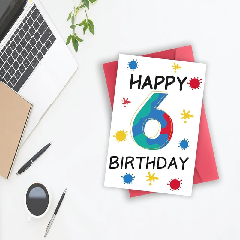 6th Birthday Card for Kids - Cute Gift from Mom & Dad
