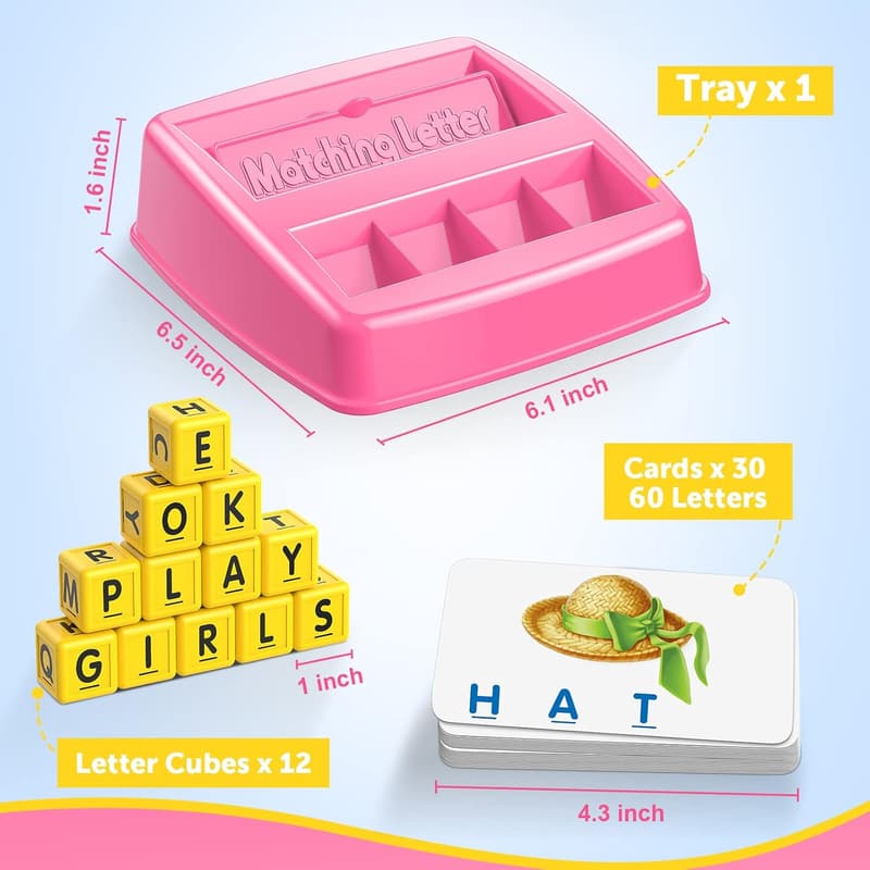 Matching Letter Spelling Game for Preschool Girls, Ages 3-8