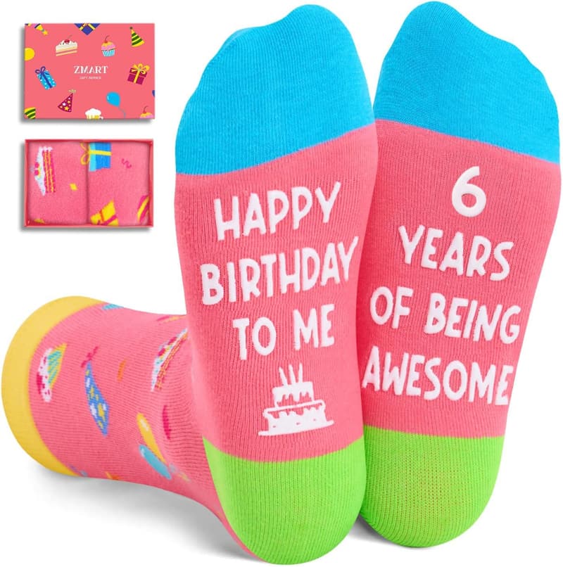 Girls' Birthday Socks, Pink, Ages 6-9