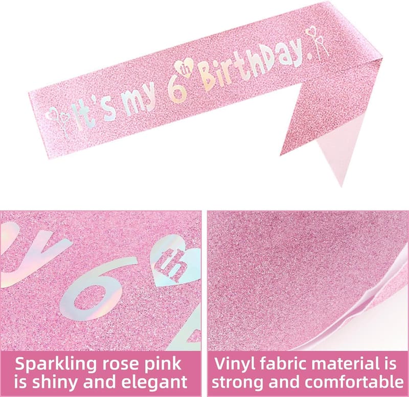 6th Birthday Party Supplies Set for Girls - Pink Decorations