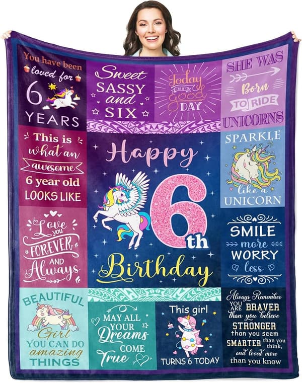 6th Birthday Blanket Gift for Girls, 50