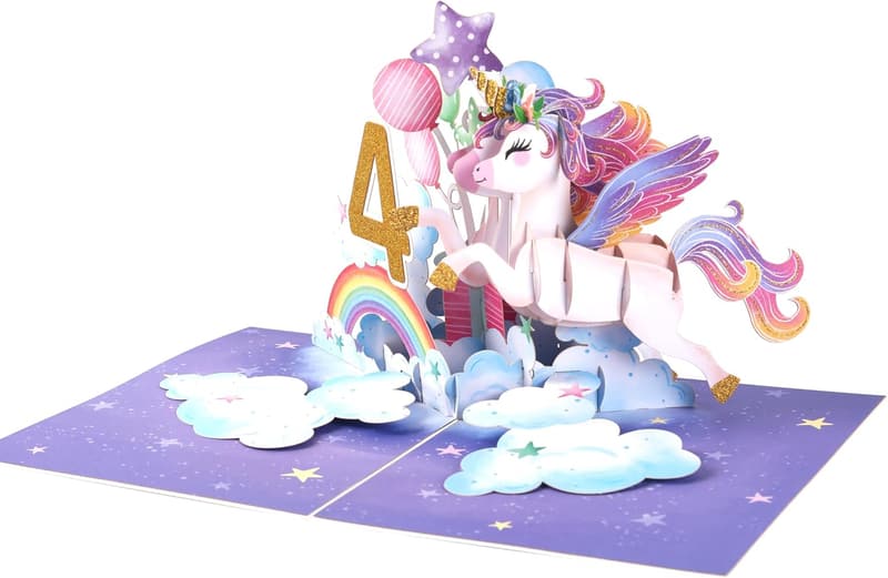6th Birthday Unicorn Pop-Up Card for Girls