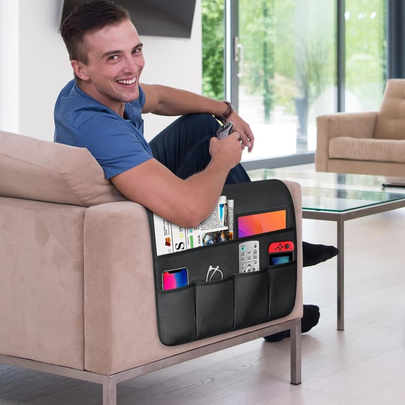 Couch Caddy Organizer with 5 Pockets for Remote and Essentials