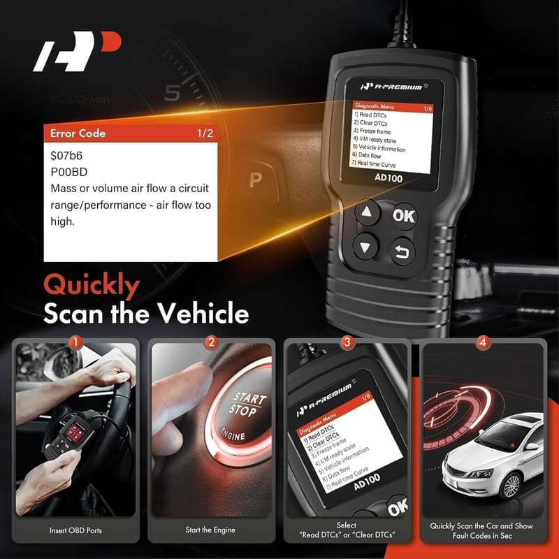 Universal OBD2 Scanner Tool for Car Diagnostics and Smog Checks