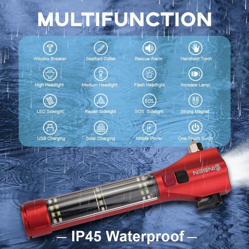 Multifunctional Safety Tool: Emergency Flashlight & Car Escape Device