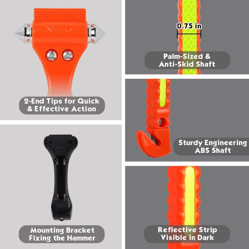 Car Emergency Escape Tool Set with Window Breaker and Seat Belt Cutter