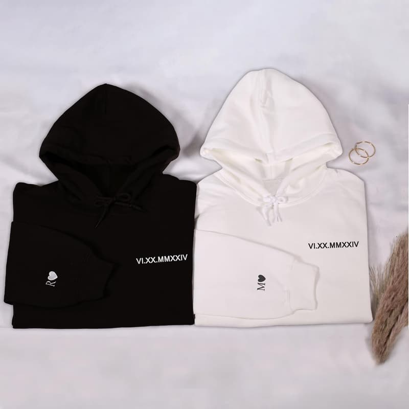Valentine's Day Custom Embroidered Couple Hoodies