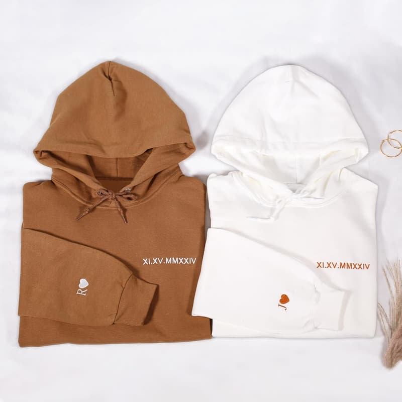 Valentine's Day Custom Embroidered Couple Hoodies
