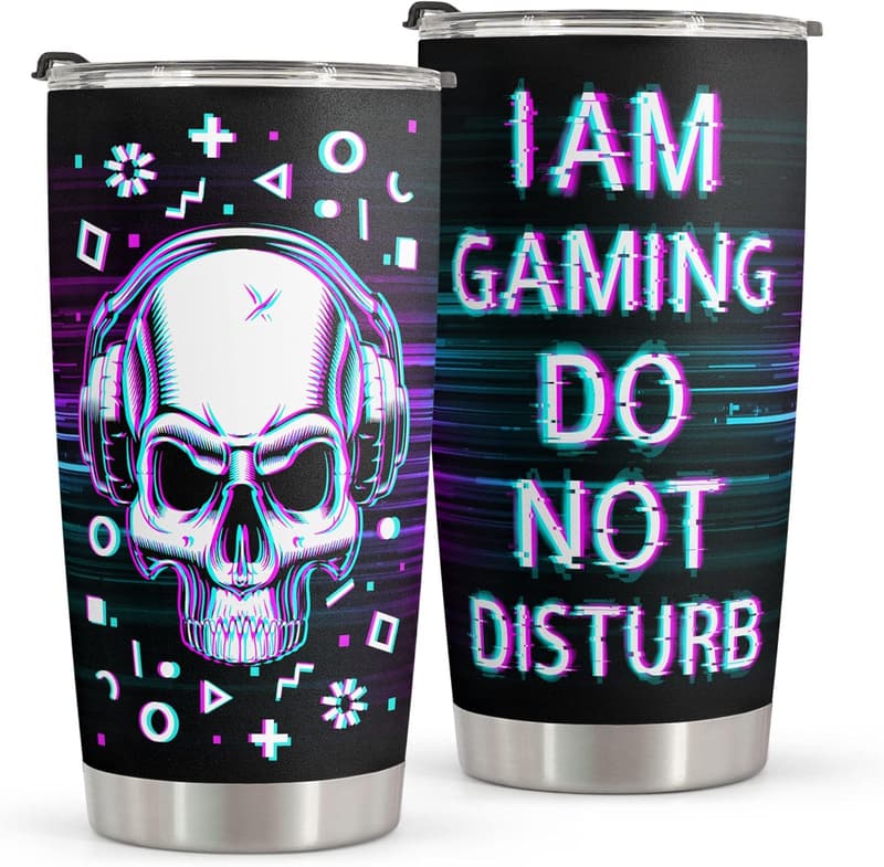 Gamer Birthday Gift: Stainless Steel Skull Tumbler 20oz