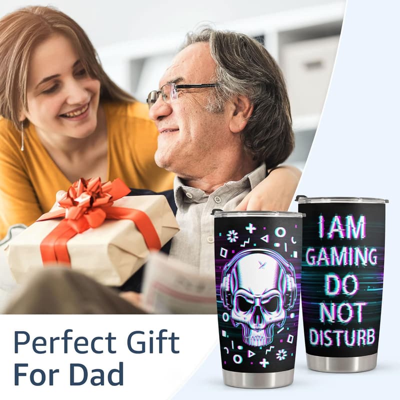 Gamer Birthday Gift: Stainless Steel Skull Tumbler 20oz