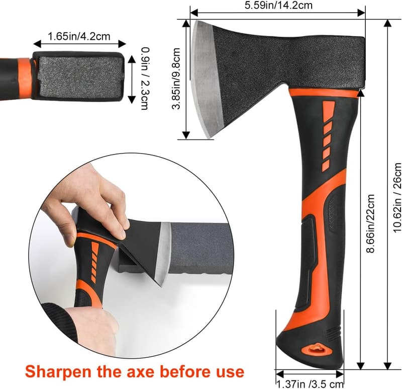 Camping Hatchet - 10” Forged Carbon Steel Wood Splitting Tool