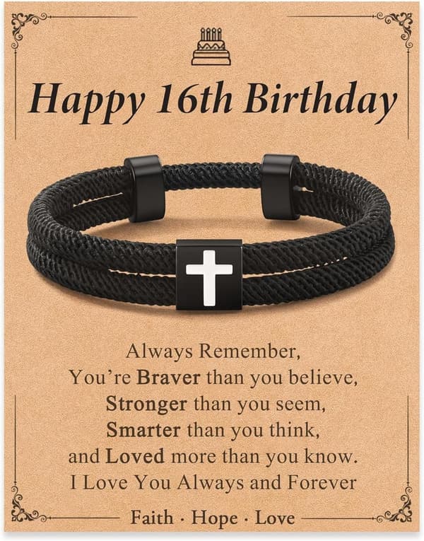 Faith Cross Bracelet for Boys - Adjustable Birthday Gift