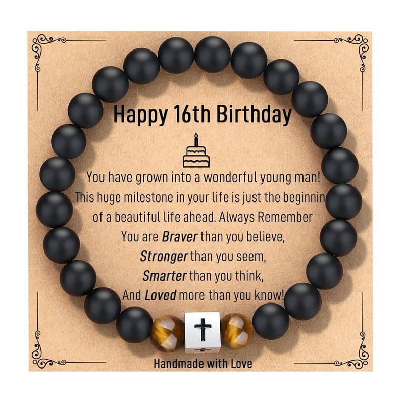 16th Birthday Cross Bracelet for Boys - Cool Gift Idea