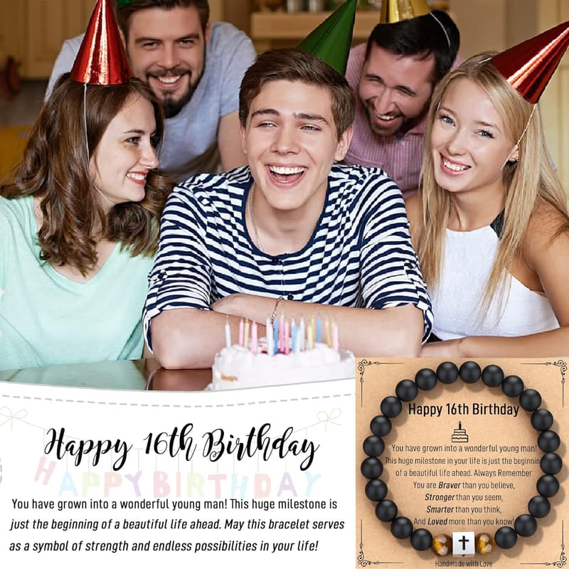 16th Birthday Cross Bracelet for Boys - Cool Gift Idea