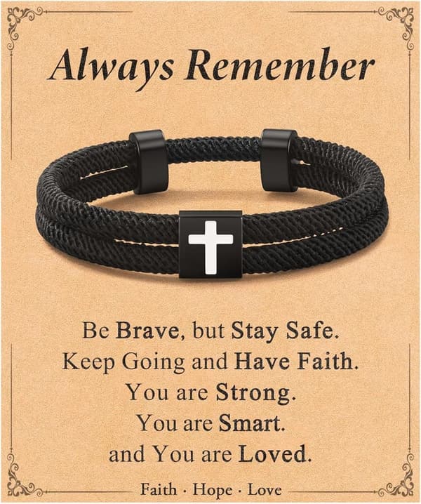 Faith Cross Bracelet for Teen Boys - Confirmation & Easter Gift