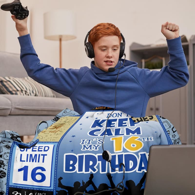 16th Birthday Blanket for Boys, 60x50 Inch