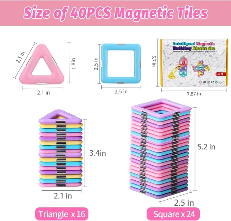 STEM Magnetic Building Blocks for Toddlers, Ages 3-6