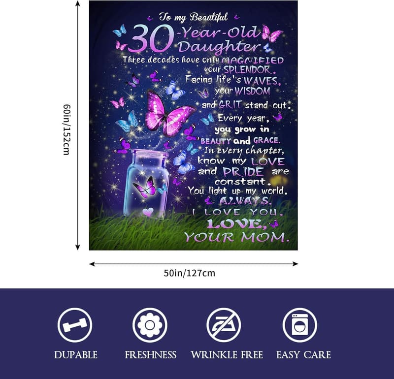 30th Birthday Blanket Gift for Women