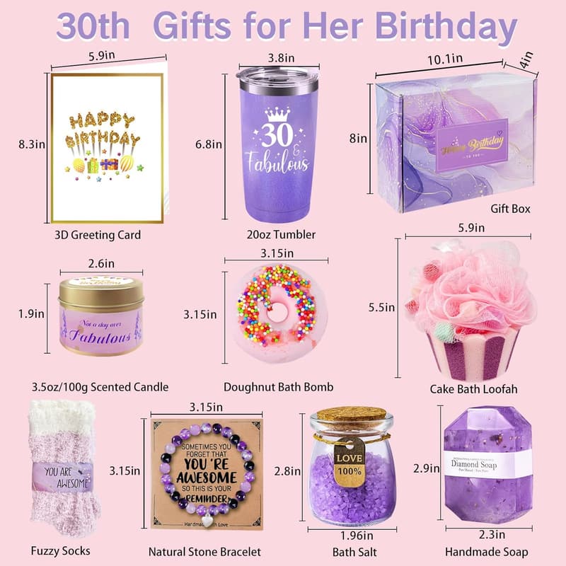 30th Birthday Gift Basket for Women - 30 and Fabulous