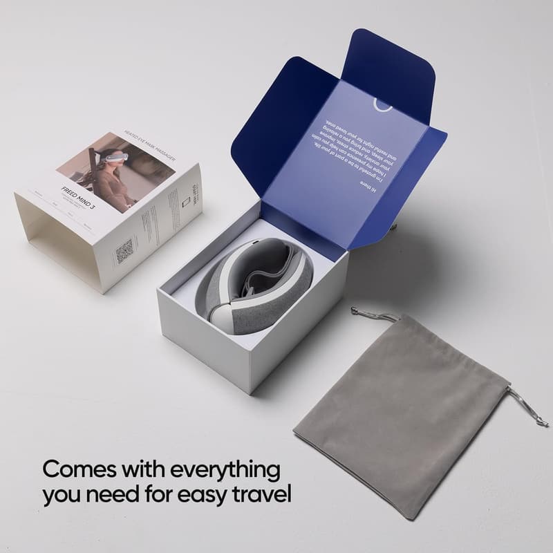 Bluetooth Heat Eye Massager with Suede Bag for Relaxation