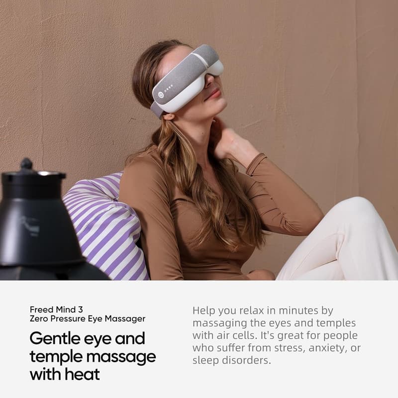 Bluetooth Heat Eye Massager with Suede Bag for Relaxation