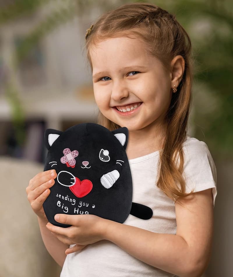 Get Well Soon Black Cat Plush Toy for Kids – 9 Inch