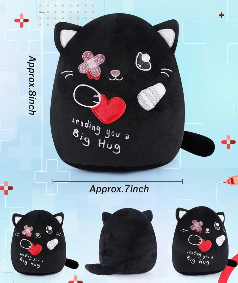 Get Well Soon Black Cat Plush Toy for Kids – 9 Inch