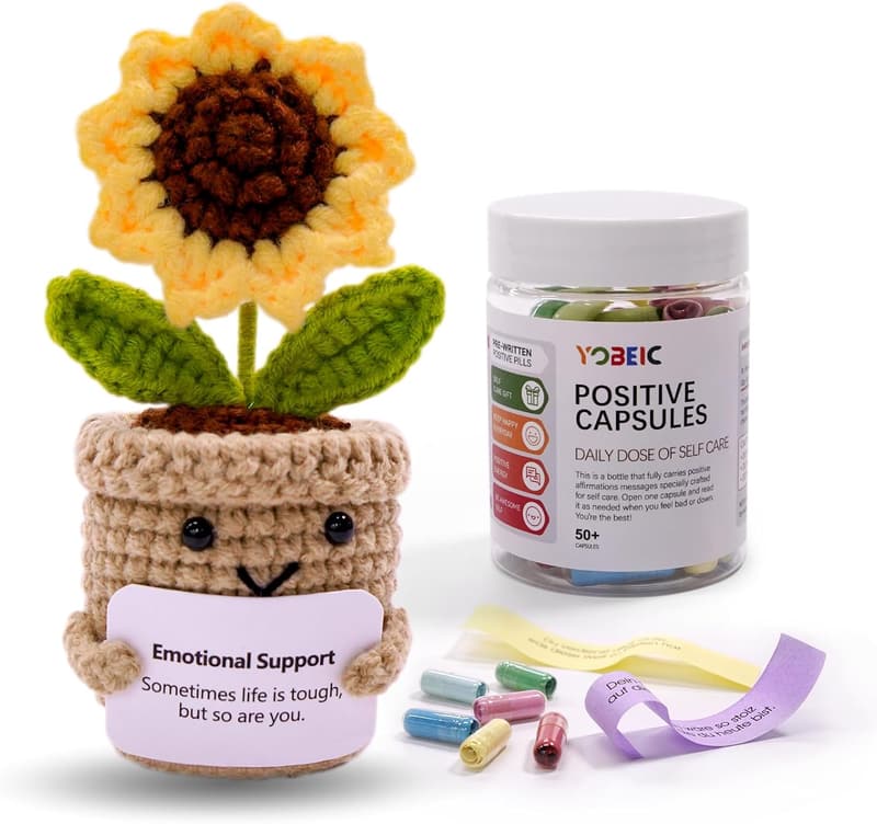 Get Well Sunflower Gift with 50+ Inspirational Notes for Women