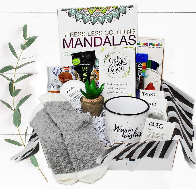 Get Well Soon Gift Basket for Women with Self-Care Snacks
