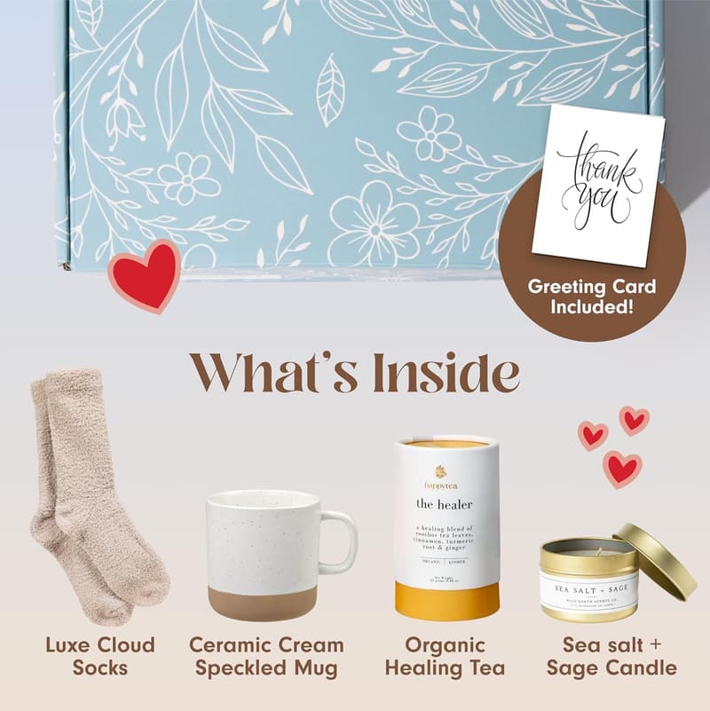Thank You Gift Box for Women – Cozy Tea, Candle & Mug Set