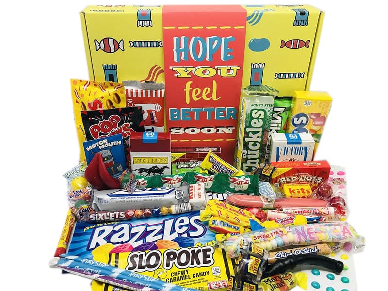 Get Well Soon Gift Basket - Retro Nostalgic Candy Box