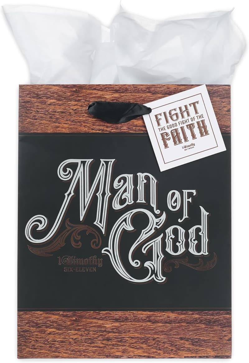 Man of God Scripture Gift Bag Set for Men - Medium, Matted