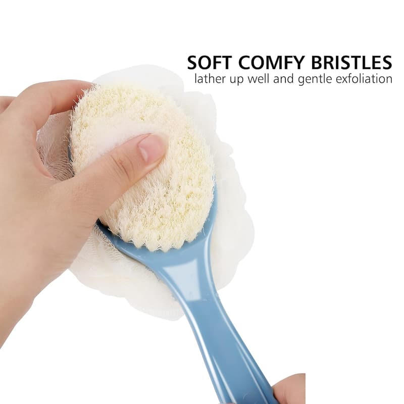 Exfoliating Shower Body Brush with Loofah & Long Handle