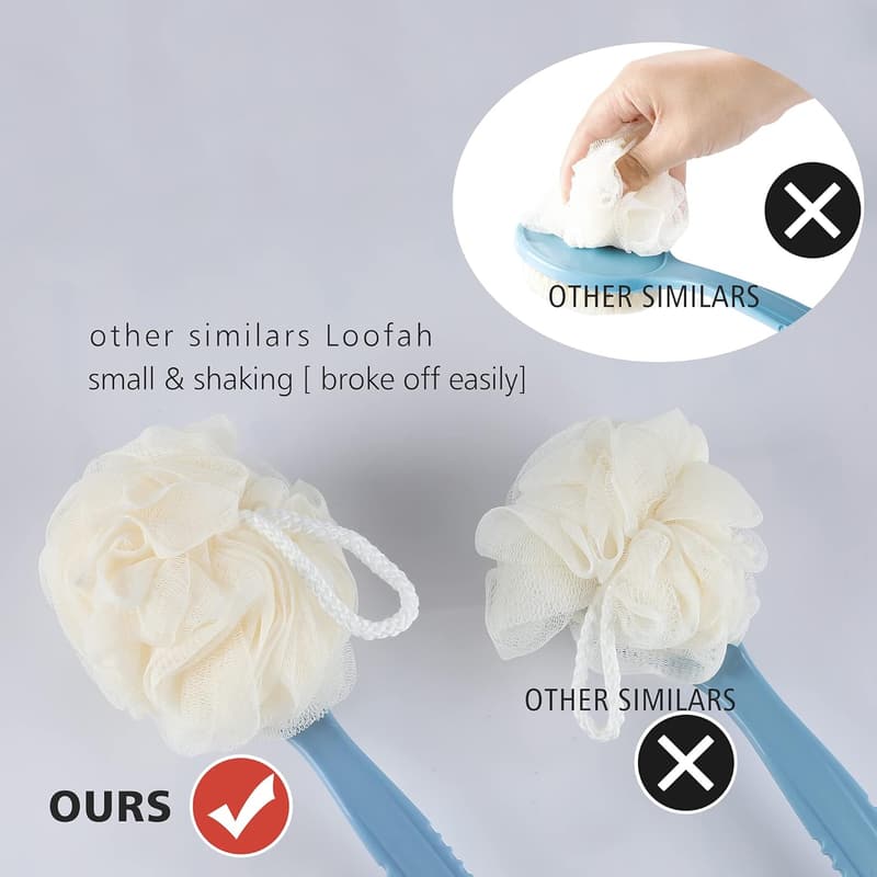Exfoliating Shower Body Brush with Loofah & Long Handle