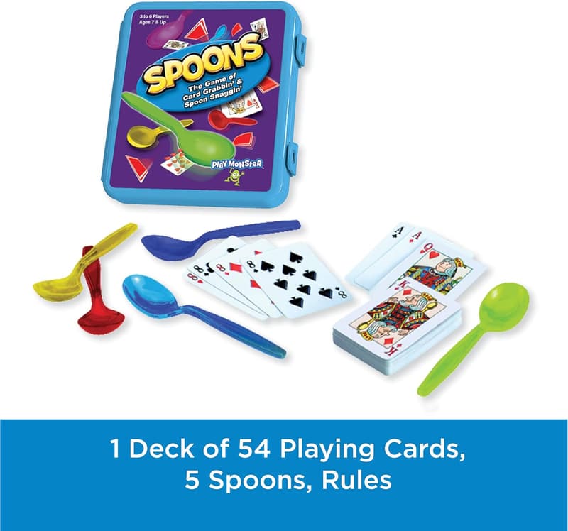 Spoons Card Game in Durable Plastic Case
