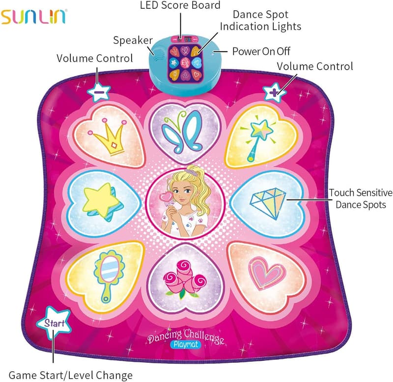 Dance Mat Game for Kids with LED Lights and Music – Ages 3-12
