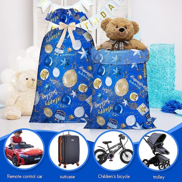 Extra Large Blue Plastic Gift Bag for Boys and Kids (48