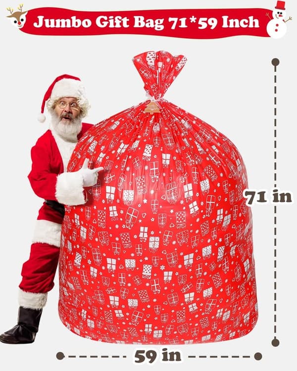 Extra Large Reusable Plastic Gift Bags for Christmas