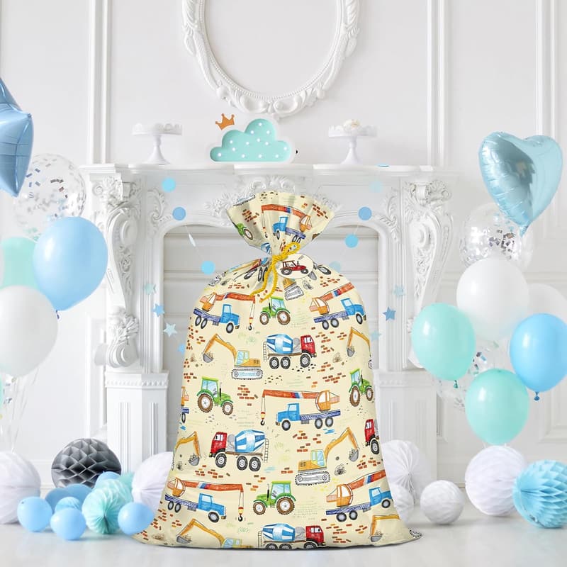 Children's Birthday Giant Gift Bag - Cartoon Car Excavator, 56