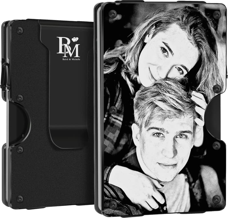 Customized Engraved Photo Wallet & Money Clip for Husband