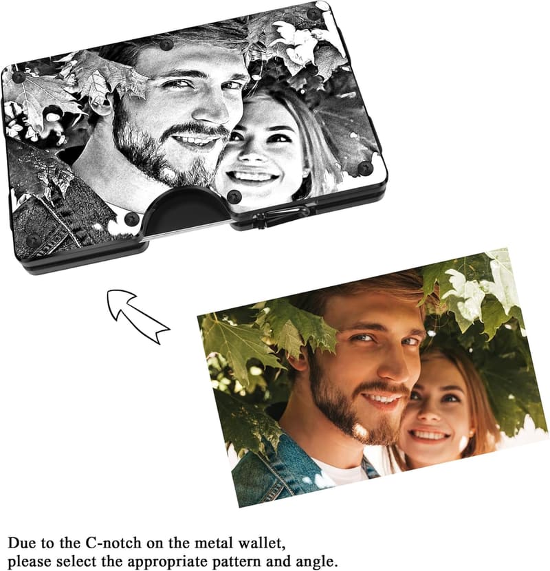 Customized Engraved Photo Wallet & Money Clip for Husband